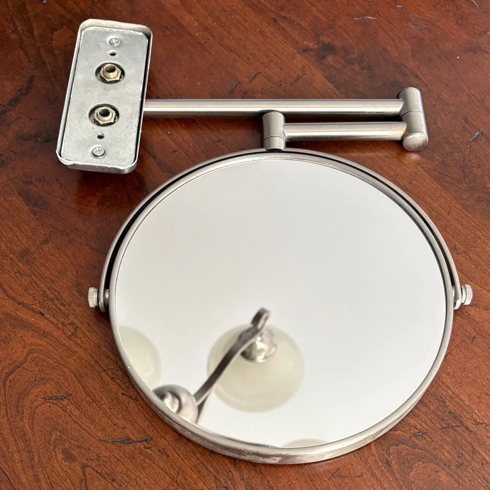 Adjustable Wall-Mounted Vanity Mirror in Silver Finish